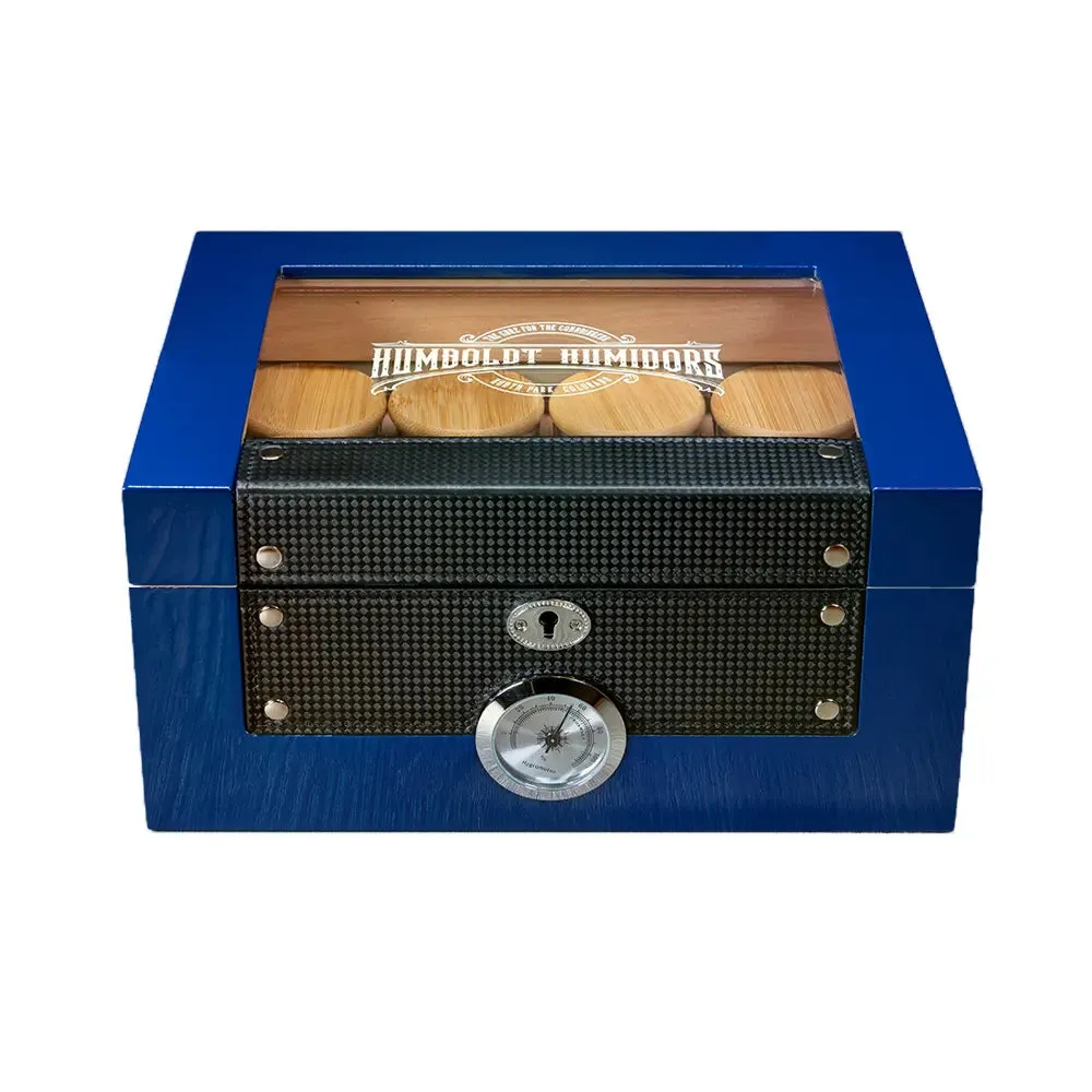 Cobalt Blue Humidor with Glass Top