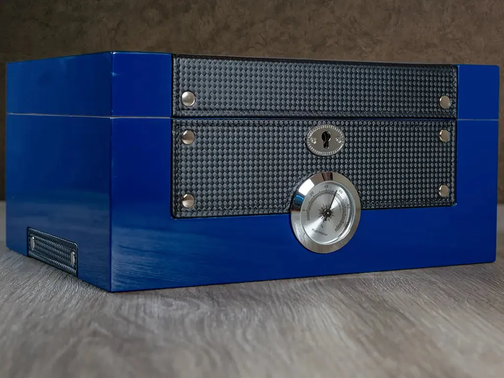 Cobalt Blue Humidor with Glass Top