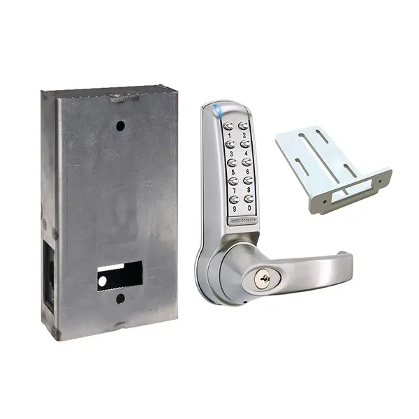 CodeLocks - CL4210 Gate Box Kit - Electronic Door Lock - Electronic Tubular Latchbolt Gate Box Kit - Brushed Steel