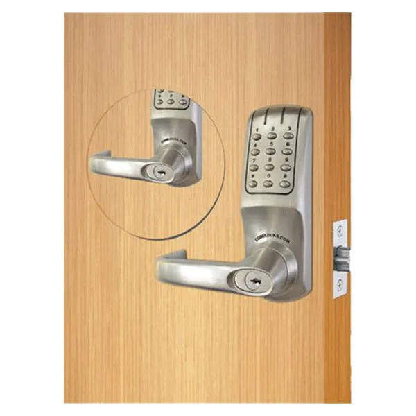 CodeLocks - CL5210 - Electronic Door Lock - Optional Backset - Tubular Latchbolt - Double Sided - Optional Cylinder Prep - Brushed Steel - Fire Rated - Grade 2