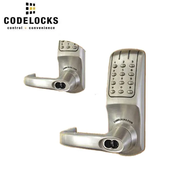 CodeLocks - CL5210 - Electronic Door Lock - Optional Backset - Tubular Latchbolt - Double Sided - Optional Cylinder Prep - Brushed Steel - Fire Rated - Grade 2