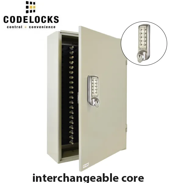 CodeLocks - Key Control Hook Key Control Cabinet w/ CL2255 - Brushed Steel - Electronic Lock - Tubular Mortise Latch - Optional Lock Prep - Optional Size