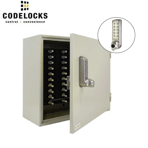 CodeLocks - Key Control Hook Key Control Cabinet w/ CL2255 - Brushed Steel - Electronic Lock - Tubular Mortise Latch - Optional Lock Prep - Optional Size