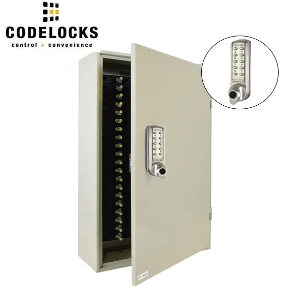 CodeLocks - Key Control Hook Key Control Cabinet w/ CL2255 - Brushed Steel - Electronic Lock - Tubular Mortise Latch - Optional Lock Prep - Optional Size
