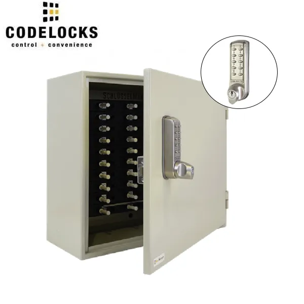 CodeLocks - Key Control Hook Key Control Cabinet w/ CL2255 - Brushed Steel - Electronic Lock - Tubular Mortise Latch - Optional Lock Prep - Optional Size
