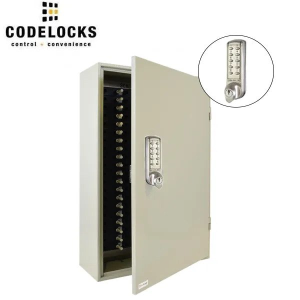 CodeLocks - Key Control Hook Key Control Cabinet w/ CL2255 - Brushed Steel - Electronic Lock - Tubular Mortise Latch - Optional Lock Prep - Optional Size