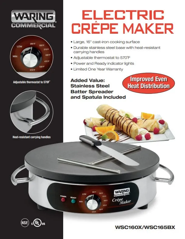 Crepe Maker Electric 16in 120v
