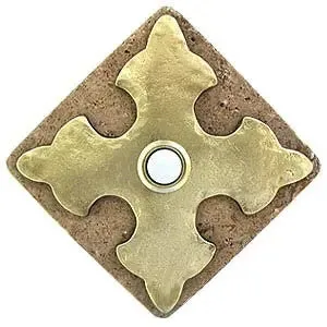Cross Stone Doorbell in Pewter, Brass, ORB or Bronze