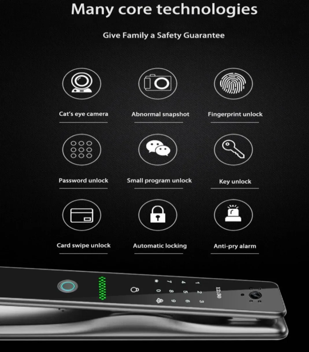CRUDE | Smart  Biometric Fingerprint Door Lock Built-in HD Camera & Doorbell Remote App Control