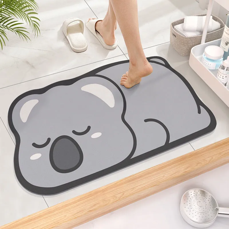 Cute Cartoon Super Absorbent Diatomite Floor Mat Bathroom Non-Slip Diatom Mud Floormat Soft Bath Room Mat Bedroom Toilet