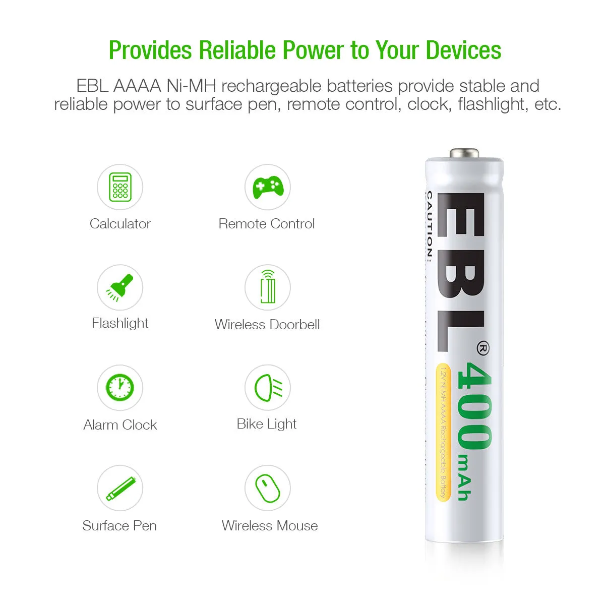EBL AAAA Ni-MH Rechargeable Batteries 1.2V 400mAh