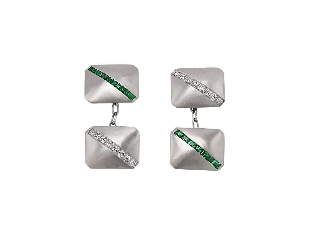 Emerald and Diamond Cufflinks in Platinum