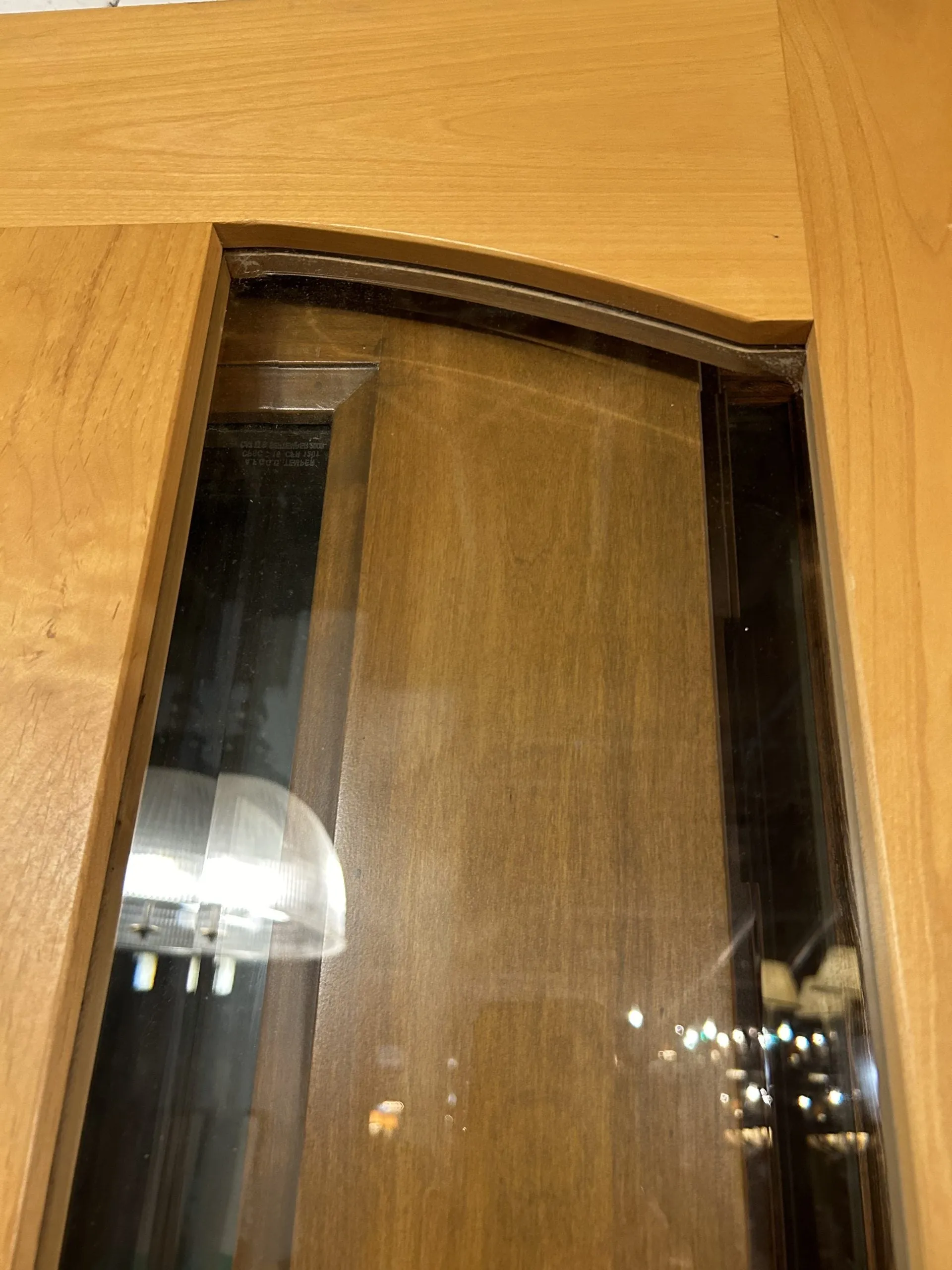 Entry Door, Contemporary, Solid Wood, Beveled Edge Glass, Four Panel, Blond Wood