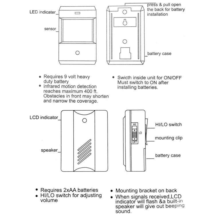 F622-108 Electro Guard Watch IR Remote Detection System / Wireless Doorbell