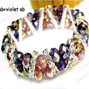Fashion Handmade Round Crystal Glass Beads Stretchy Bracelets Purple And Violet Rondelle Beads Bracelets