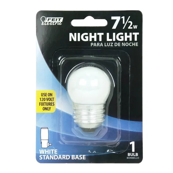 Feit Electric BP71/2S/CW Incandescent Lamp, 7.5 W, Medium E26 Lamp Base, 2700 K Color Temp, 3000 hr Average Life