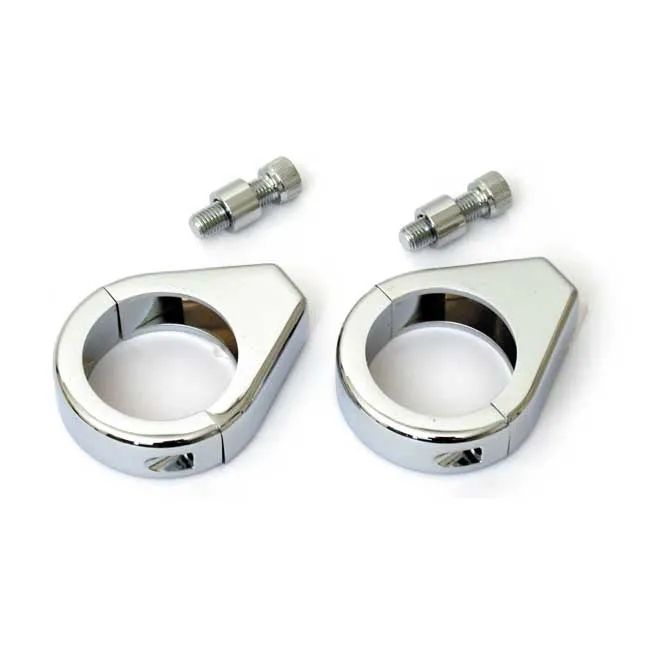 Fork Clamps for Harley-Davidson to Relocate Turn Signals/Indicators - 49mm Chrome - Motorcycle Storehouse 980727