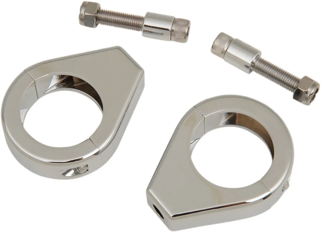 Fork Clamps for Harley-Davidson to Relocate Turn Signals/Indicators - 49mm Chrome - Motorcycle Storehouse 980727