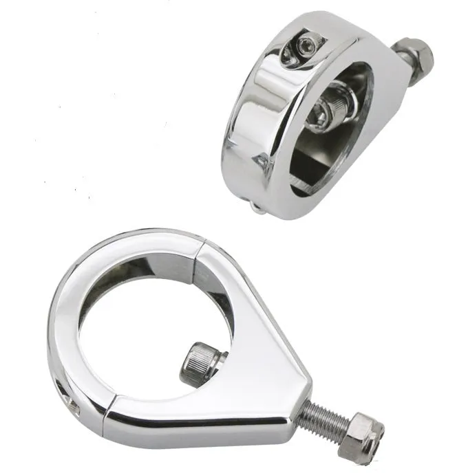 Fork Clamps for Harley-Davidson to Relocate Turn Signals/Indicators - 49mm Chrome - Motorcycle Storehouse 980727