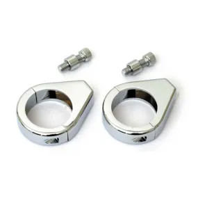 Fork Clamps for Harley-Davidson to Relocate Turn Signals/Indicators - 49mm Chrome - Motorcycle Storehouse 980727