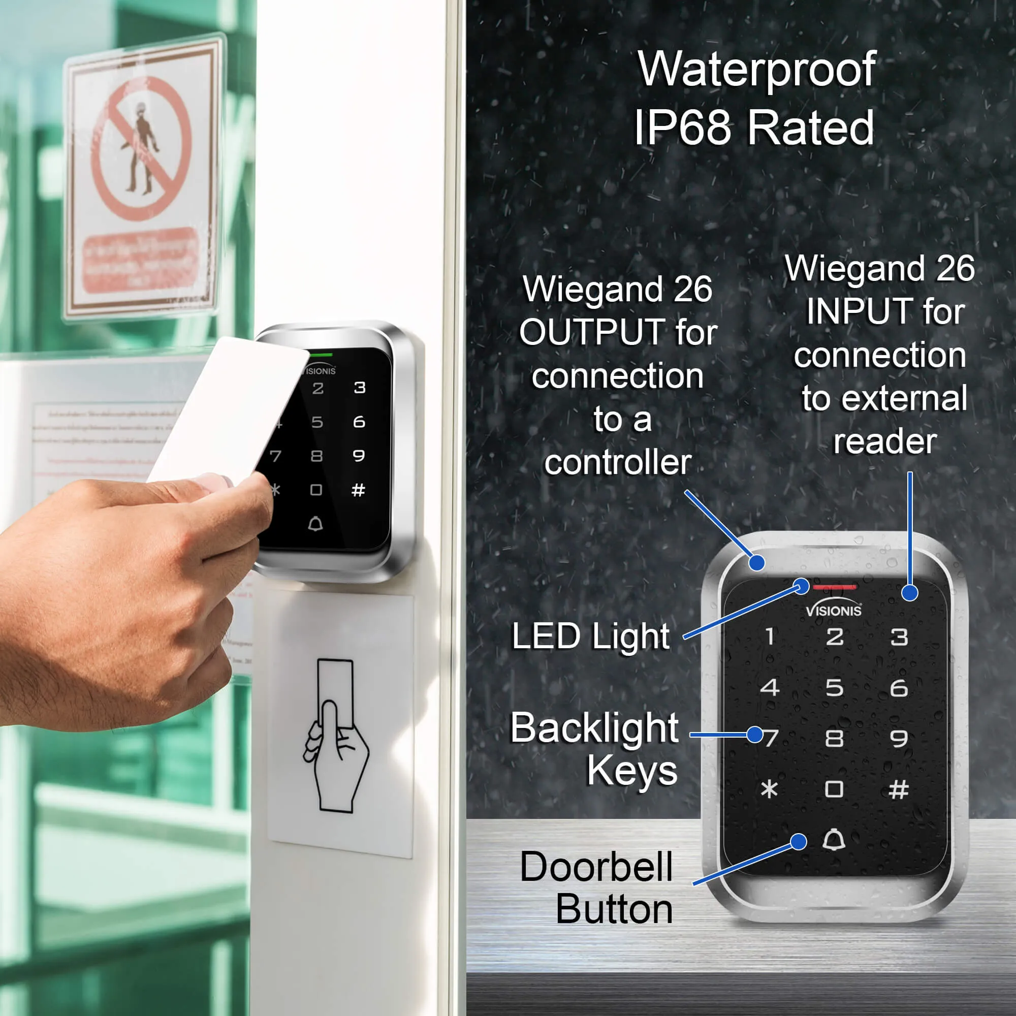 FPC-5459 One Door Access Control 1,700lbs Electric Drop Bolt With Time Delay Fail Safe   Outdoor Keypad/Reader Standalone With Mini Controller   Wiegand 26, No Software, EM Card, 1000 Users   PIR Kit