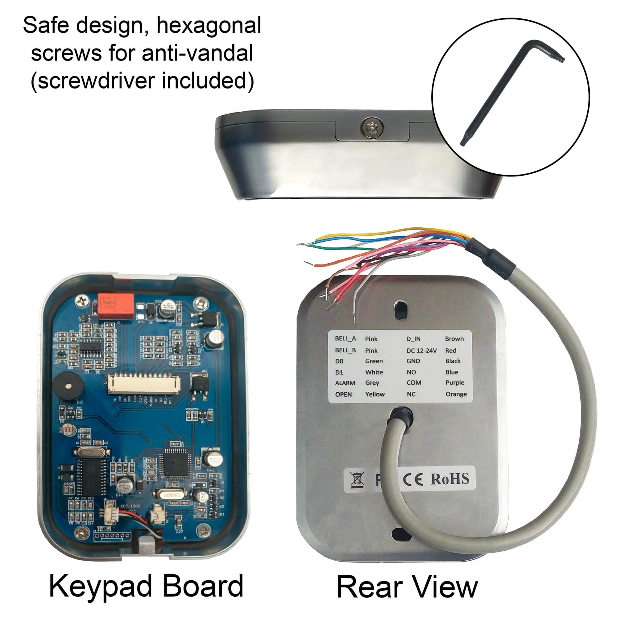 FPC-5459 One Door Access Control 1,700lbs Electric Drop Bolt With Time Delay Fail Safe   Outdoor Keypad/Reader Standalone With Mini Controller   Wiegand 26, No Software, EM Card, 1000 Users   PIR Kit