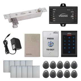 FPC-5543 One Door Access Control 2,600lbs Electric Drop Bolt Fail Secure Time Delay   Key Cylinder   Indoor Use Only Keypad/Reader Standalone With Mini Controller   Wiegand 26, No Software, EM Card