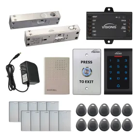 FPC-5544 One Door Access Control 2,200lbs Electric Drop Bolt Fail Safe Time Delay For Narrow Door   Indoor Use Only Keypad / Reader Standalone With Mini Controller   Wiegand 26, No Software, EM Card
