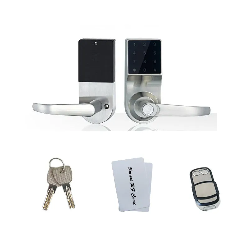 Free Shipping Touch Keypad Code Password RFID Remote Unlock Access Spring Bolt Hide Key Smart Electronic Door Lock with Battery