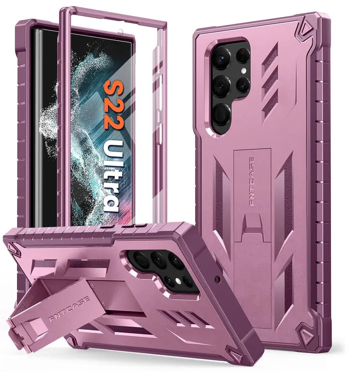 Galaxy S22 Ultra 5G 6.8 inch with Built-in Front Frame Screen Protector Cover and Kickstand