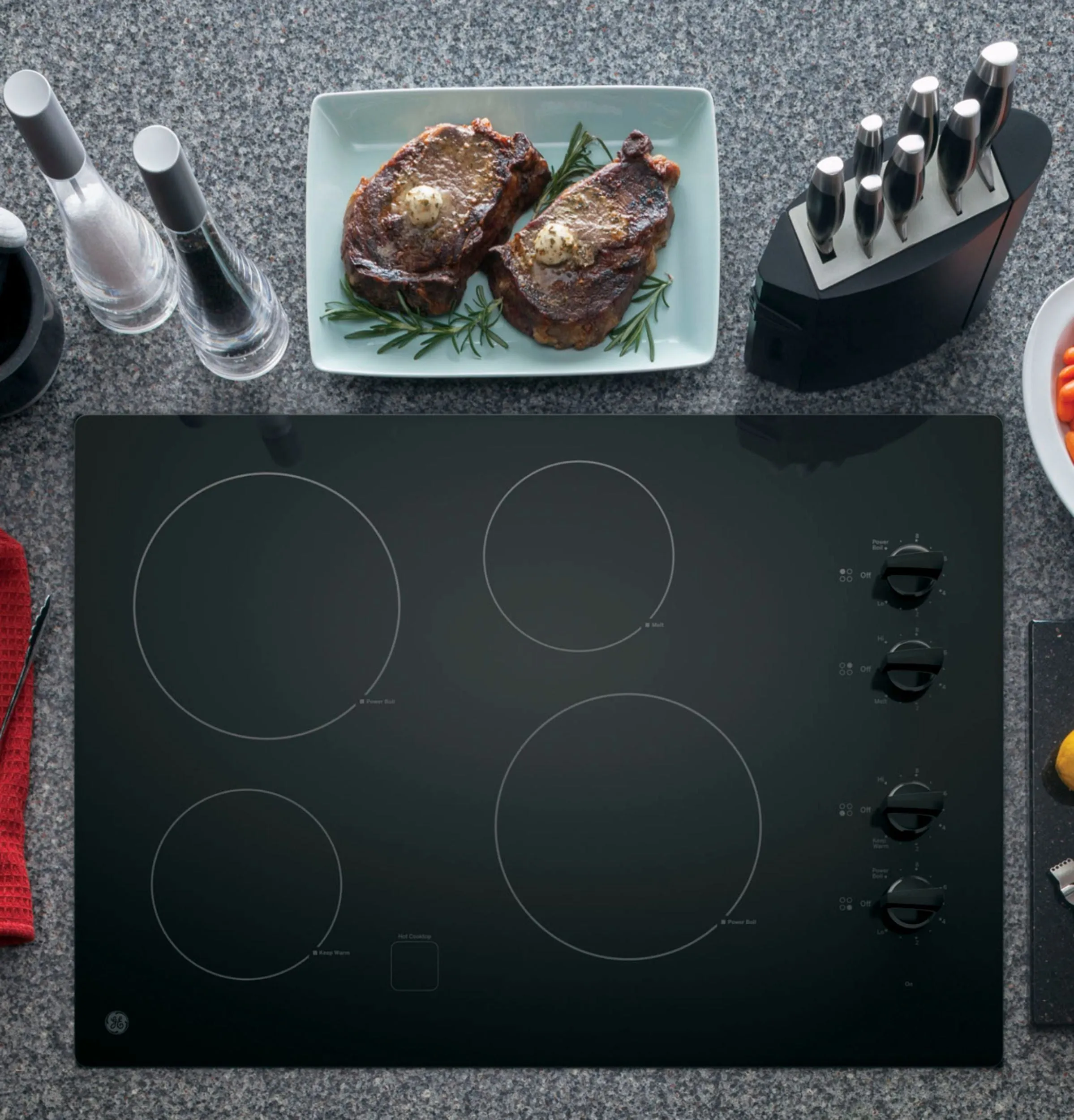 GE - 30" Built-In Electric Cooktop - Black on Black