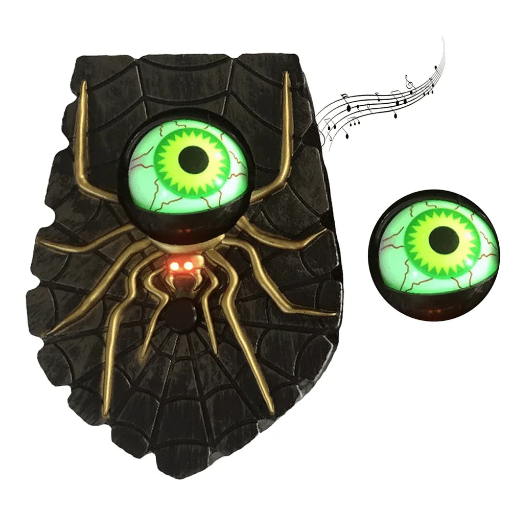 Glowing Halloween Animated Eyeball Doorbell Decoration Battery-Powered One-Eyed
