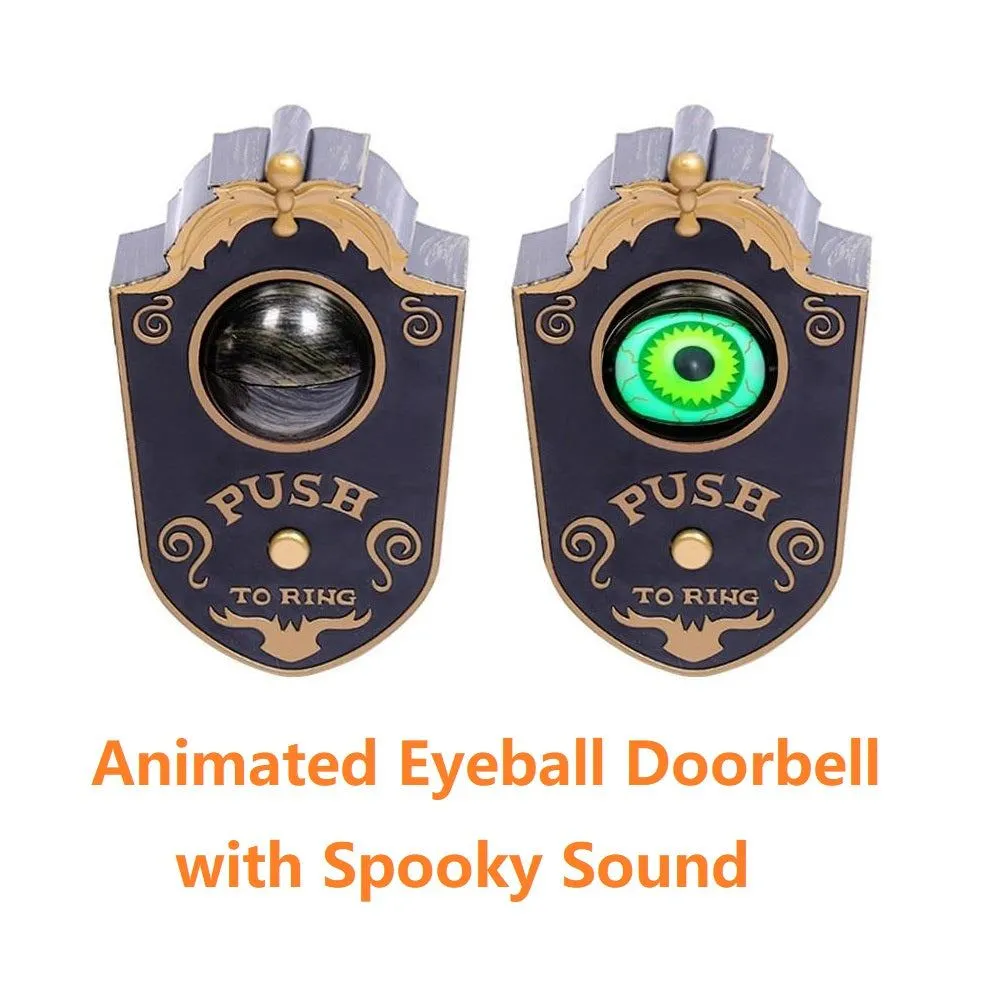 Glowing Halloween Animated Eyeball Doorbell Decoration Battery-Powered One-Eyed