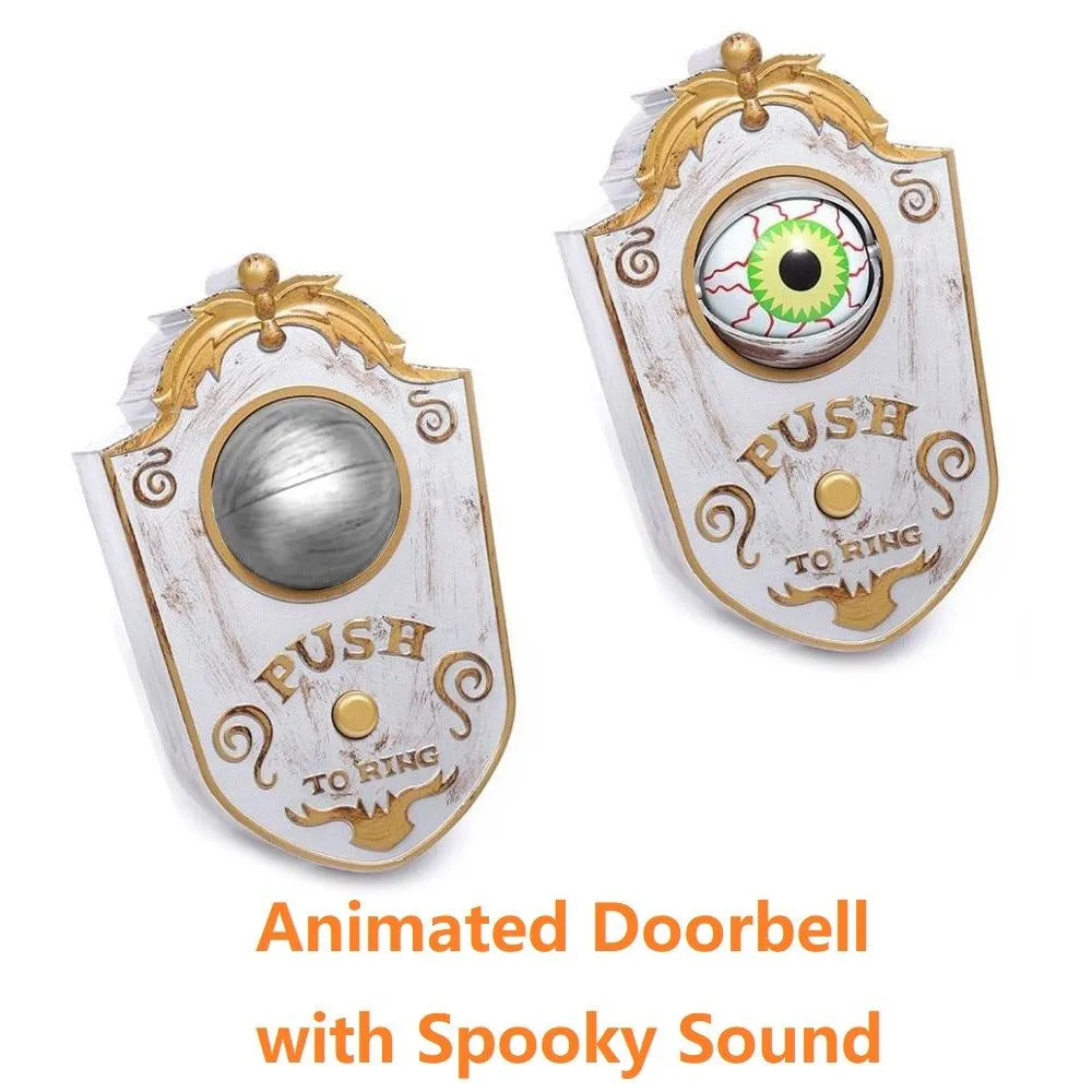 Glowing Halloween Animated Eyeball Doorbell Decoration Battery-Powered One-Eyed