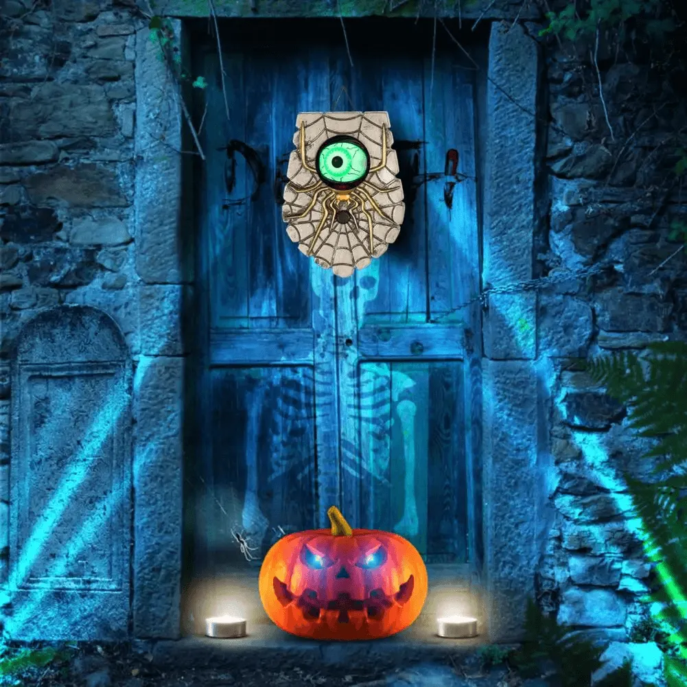 Glowing Halloween Animated Eyeball Doorbell Decoration Battery-Powered One-Eyed