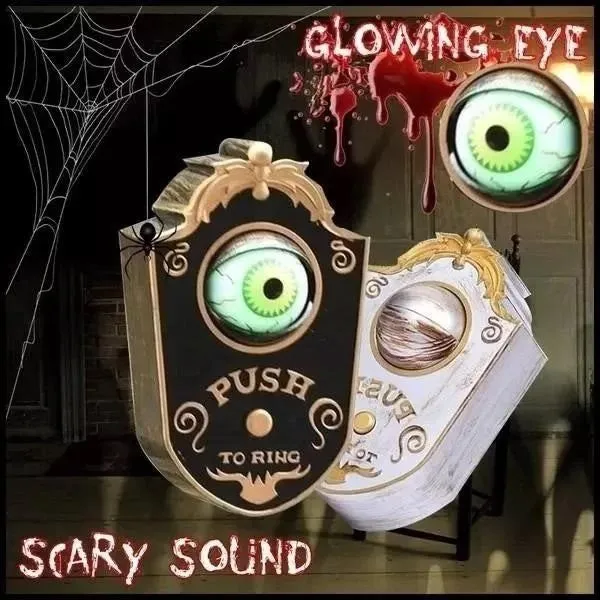 Glowing Halloween Animated Eyeball Doorbell Decoration Battery-Powered One-Eyed