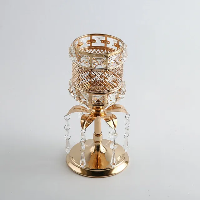 Gold Crystal Candlestick Wedding Candle Holder Decorative Table Centerpieces Candelabra Christmas Home Decor Holders