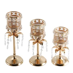 Gold Crystal Candlestick Wedding Candle Holder Decorative Table Centerpieces Candelabra Christmas Home Decor Holders
