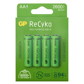 GP Batterier GP ReCyko AA-batteries 2600mAh 4-pack Green | Buy GP Batterier GP ReCyko AA-batteries 2600mAh 4-pack Green here | Outnorth