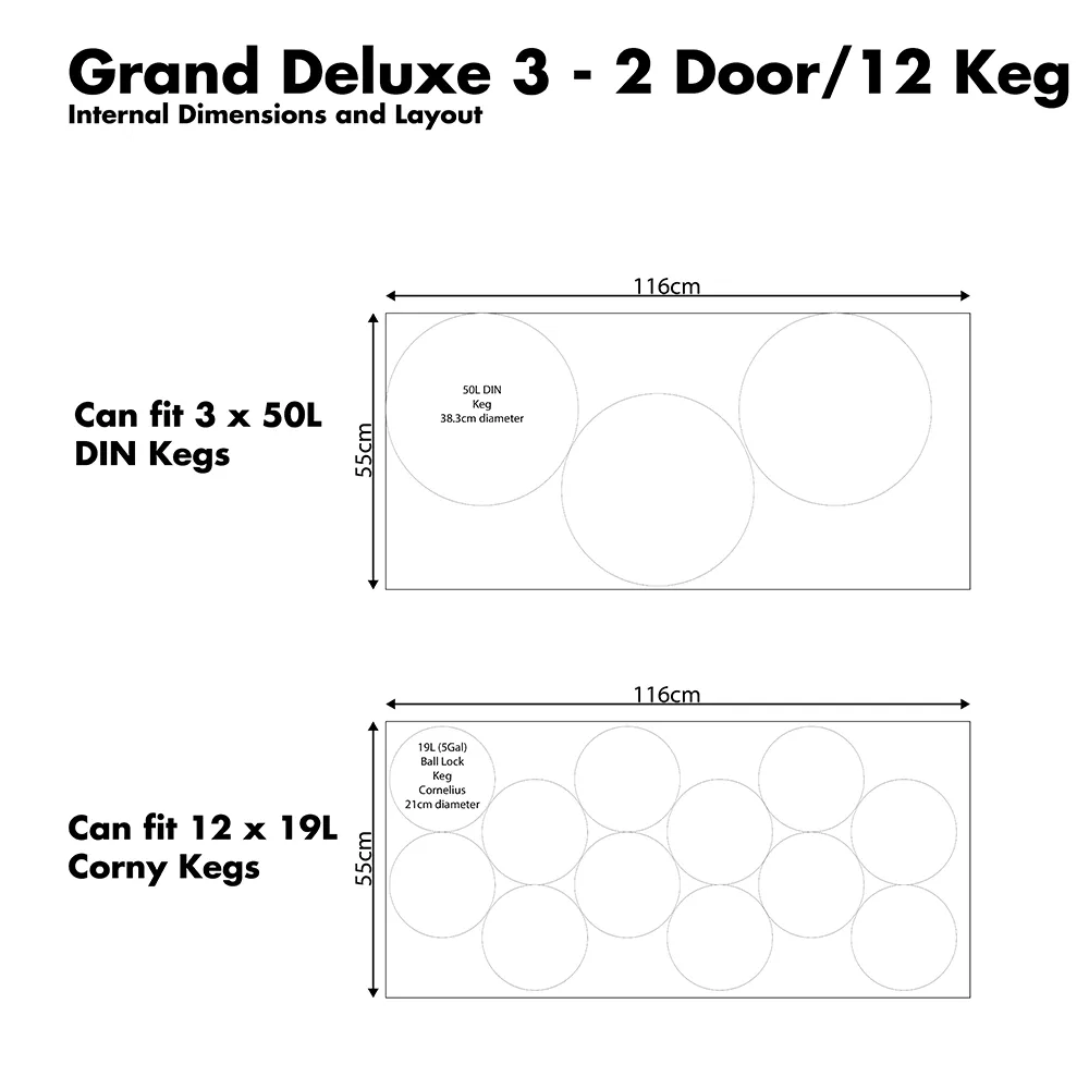 Grand Deluxe 3 Black - Two Glass Door Kegerator