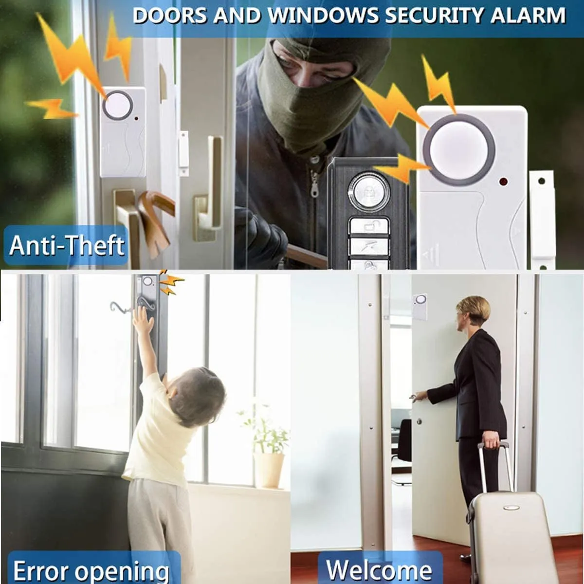 HENDUN Wireless Door Alarm with Remote, Windows Open Alarms,Home Security Sensor, Pool Alarm for Kids Safety, Prevent Robbery (2 Pack)