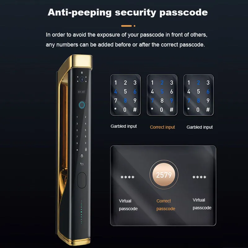 HI TOWER | Smart Lock With High Quality Camera, Remote APP Unlock, Electronic Fingerprint, Digital Card, Key & Passcode .