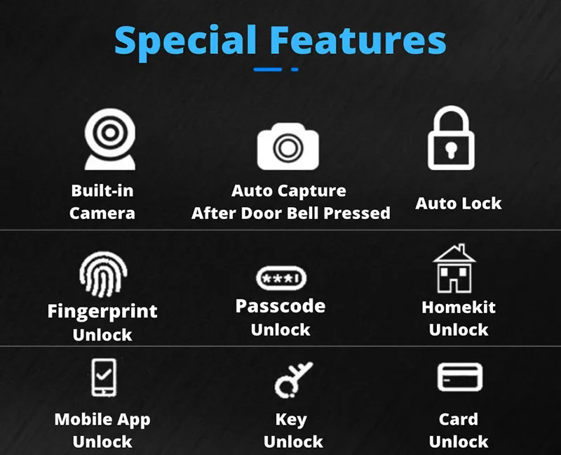 HI TOWER | Smart Lock With High Quality Camera, Remote APP Unlock, Electronic Fingerprint, Digital Card, Key & Passcode .