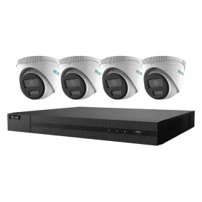HiLook IK-4284TH-MH/PH/P 4-Channel 4MP Color Vu PoE NVR Kit | 2 TB pre-installed HDD, Water and dust resistant (IP67),