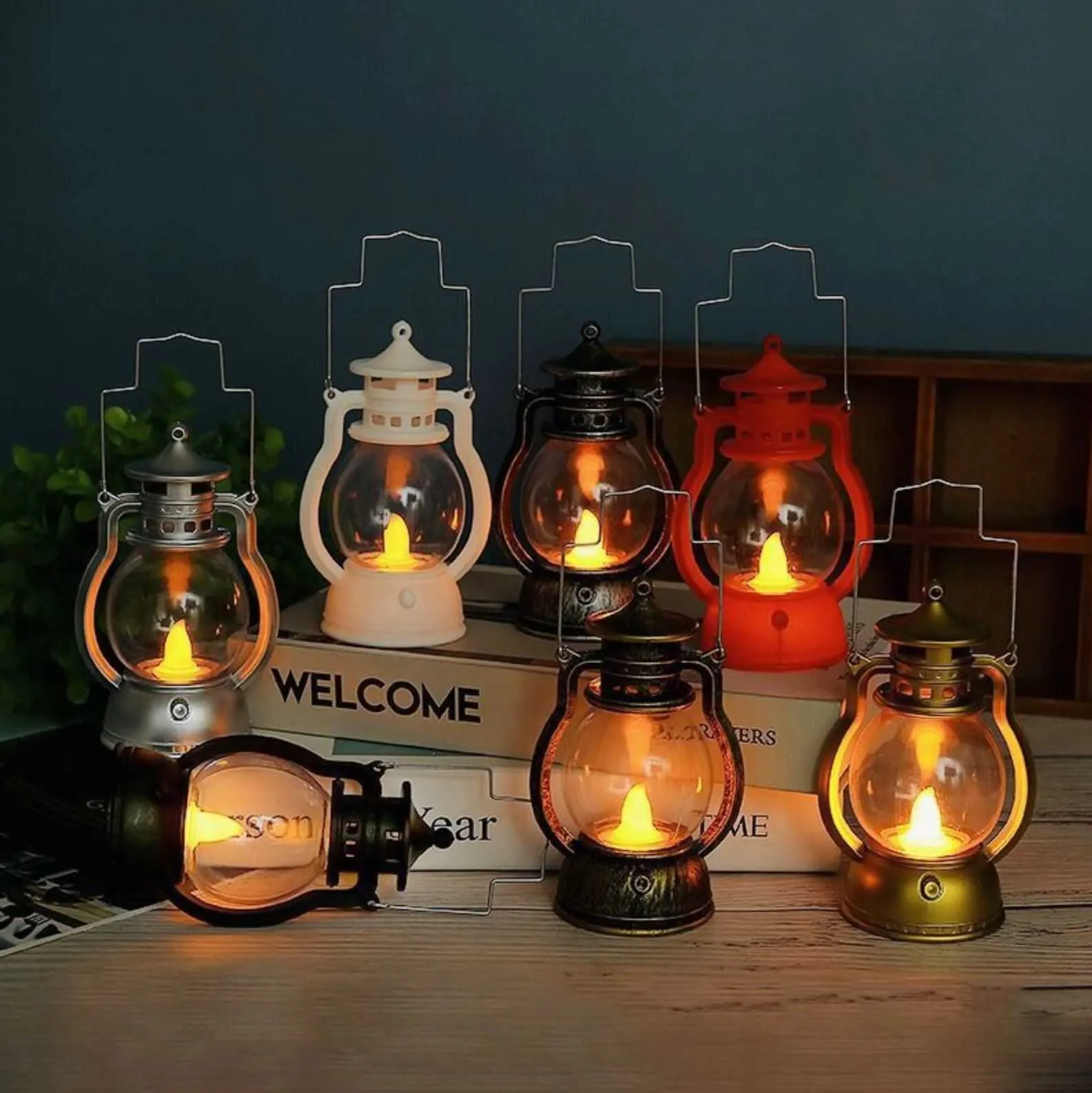 Holiday lighting mini Led Retro Oil Lamp Child Gift Ramadan Home Room Desktop Decoration Fairy Lights, 1Set
