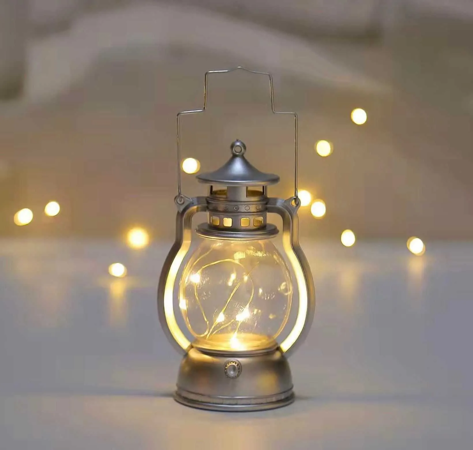 Holiday lighting mini Led Retro Oil Lamp Child Gift Ramadan Home Room Desktop Decoration Fairy Lights, 1Set