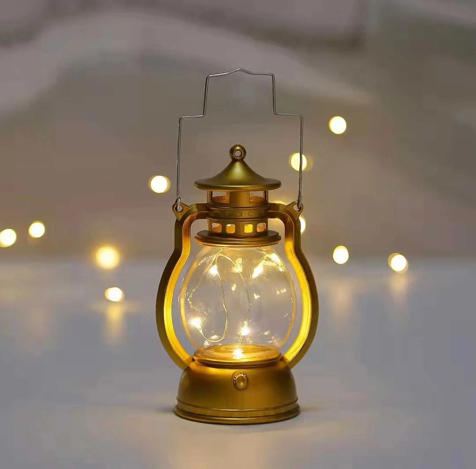 Holiday lighting mini Led Retro Oil Lamp Child Gift Ramadan Home Room Desktop Decoration Fairy Lights, 1Set