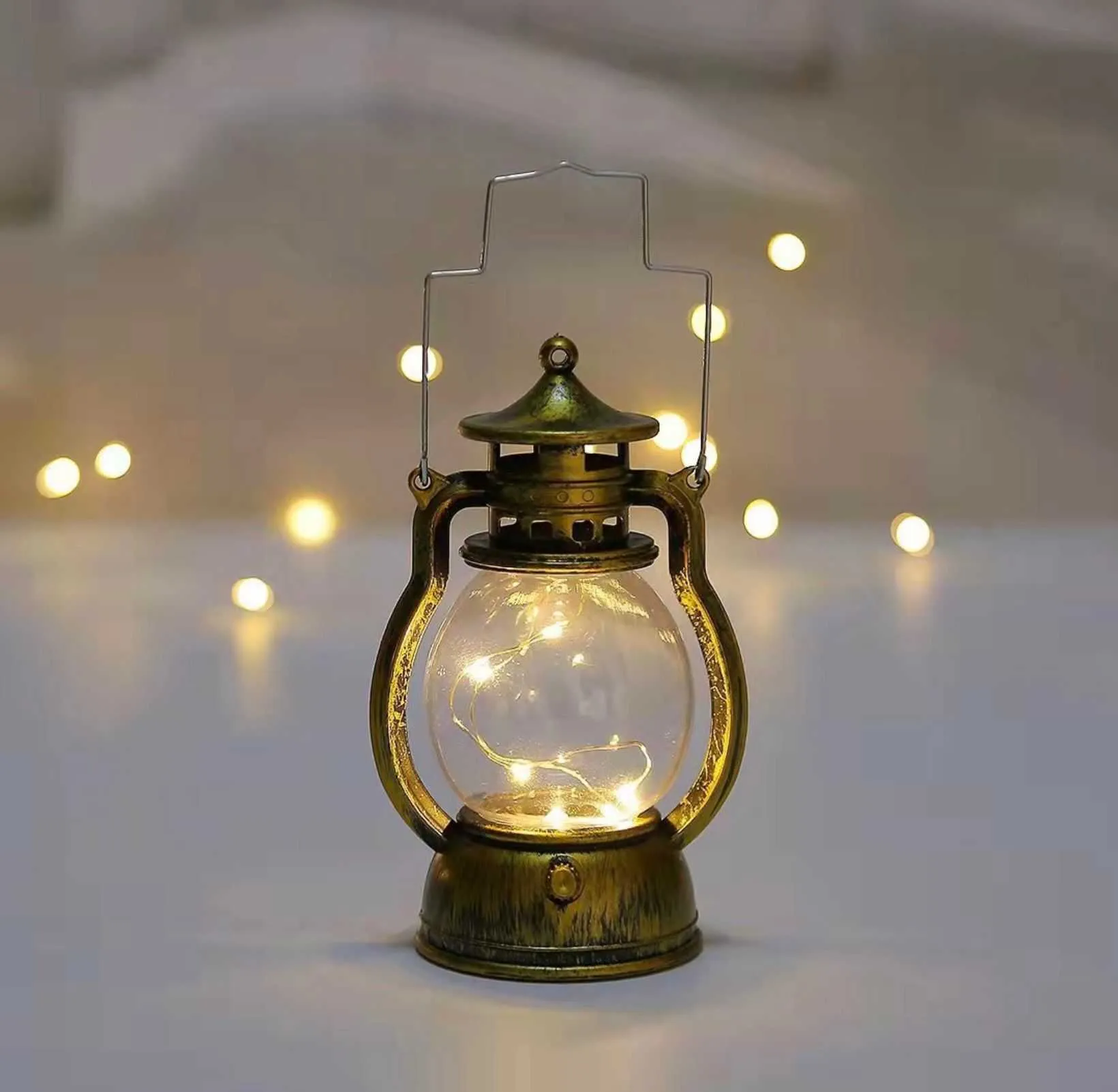 Holiday lighting mini Led Retro Oil Lamp Child Gift Ramadan Home Room Desktop Decoration Fairy Lights, 1Set