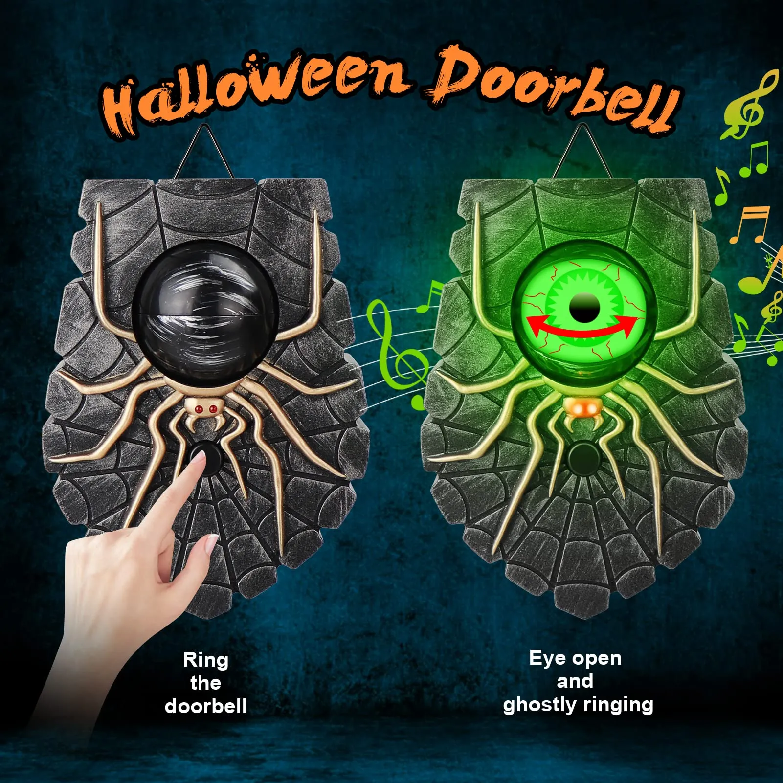 🎃Hot Sale-Halloween Big Eye Spider Doorbell with Spooky Sounds