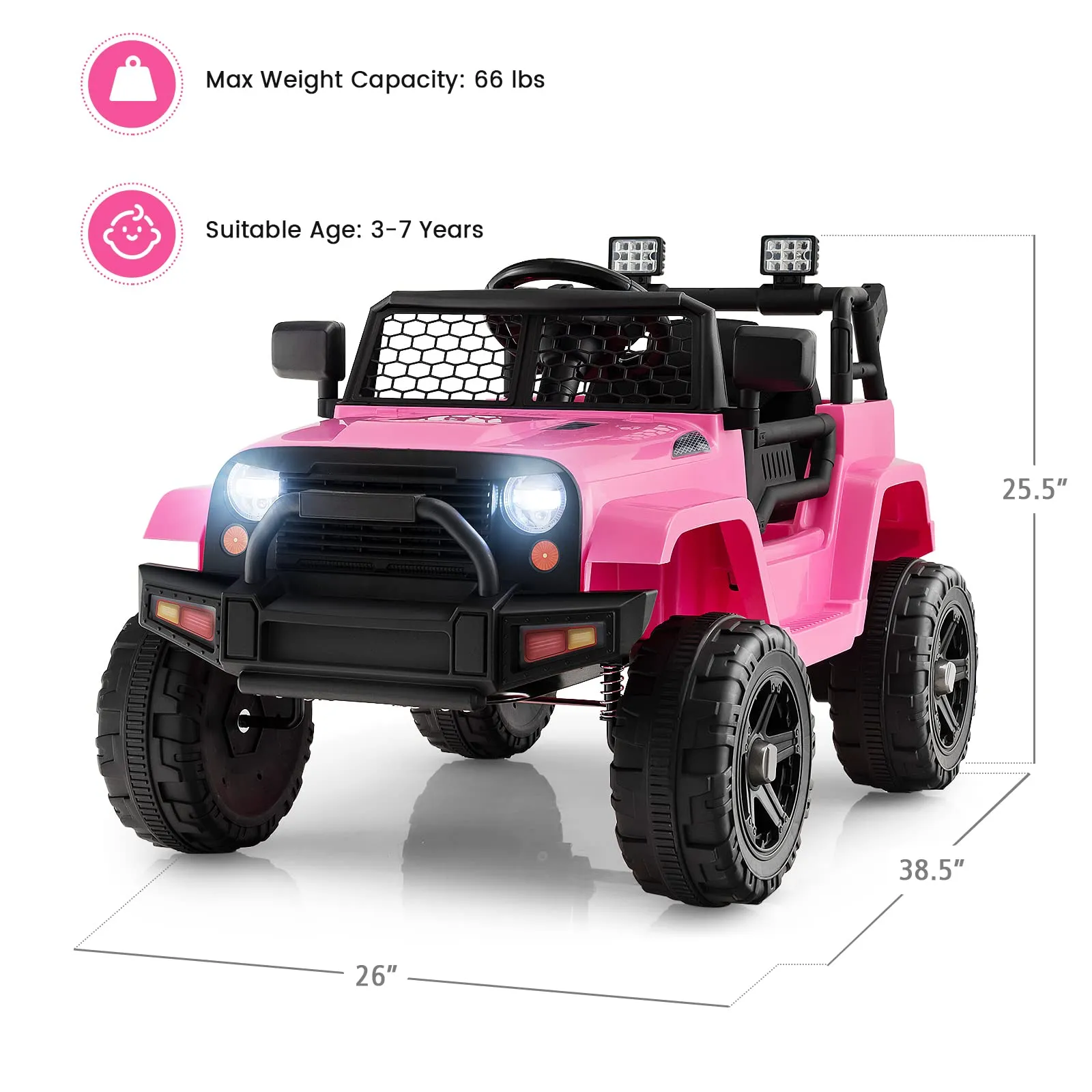 INFANS Kids Ride on Truck, 12V Electric Vehicle Jeep Car with Remote Control, Toddlers Battery Powered Toy with 2 Speeds